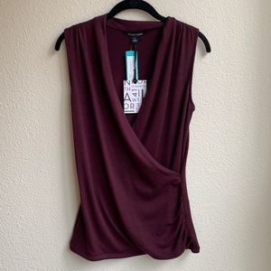 Maroon 41 hawthorn wrap front ruched knit top